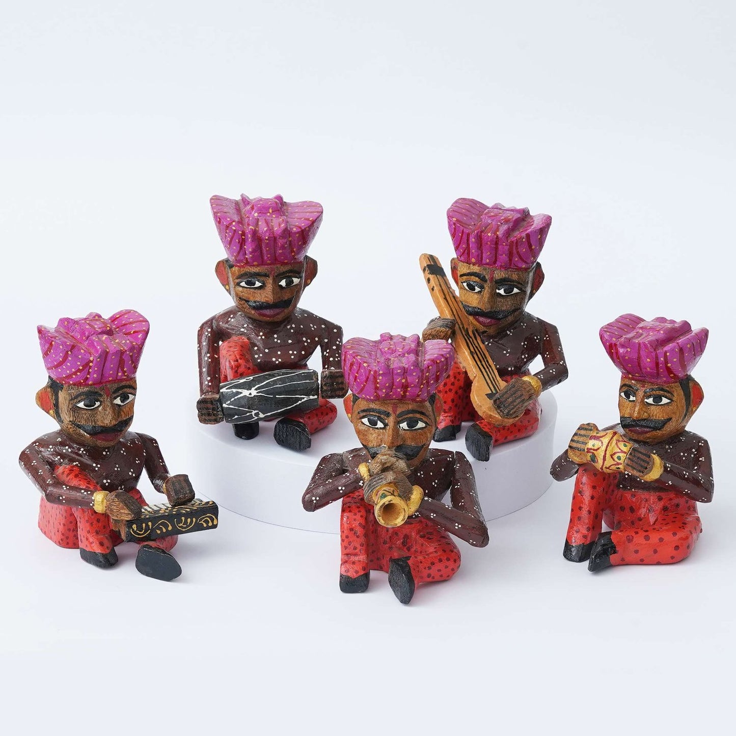 Handcrafted Rajasthani Musician Figurines – Set of 5 | Traditional Indian Folk Art