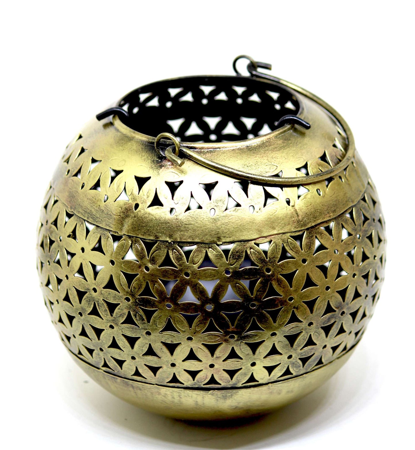 Antique Finish Bronze Lantern Set – Handcrafted Decorative Candle Holders