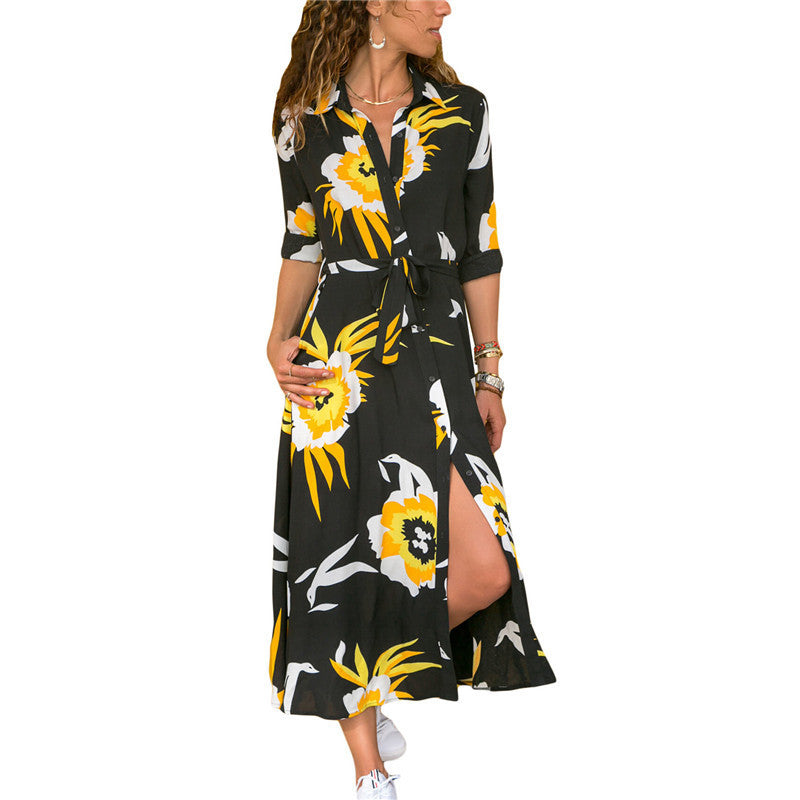 ✨ "Madrid Chiffon Floral Maxi Dress for Women"