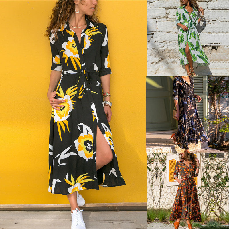 ✨ "Madrid Chiffon Floral Maxi Dress for Women"
