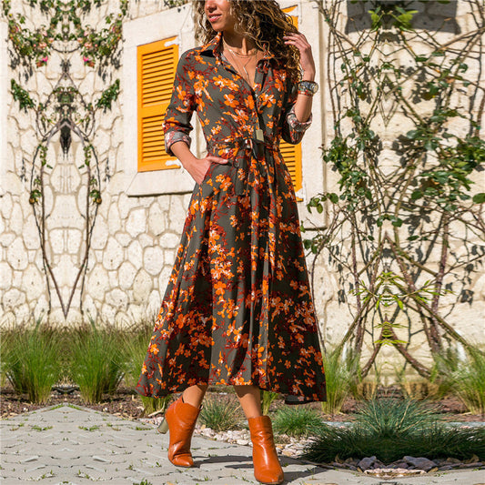 ✨ "Madrid Chiffon Floral Maxi Dress for Women"