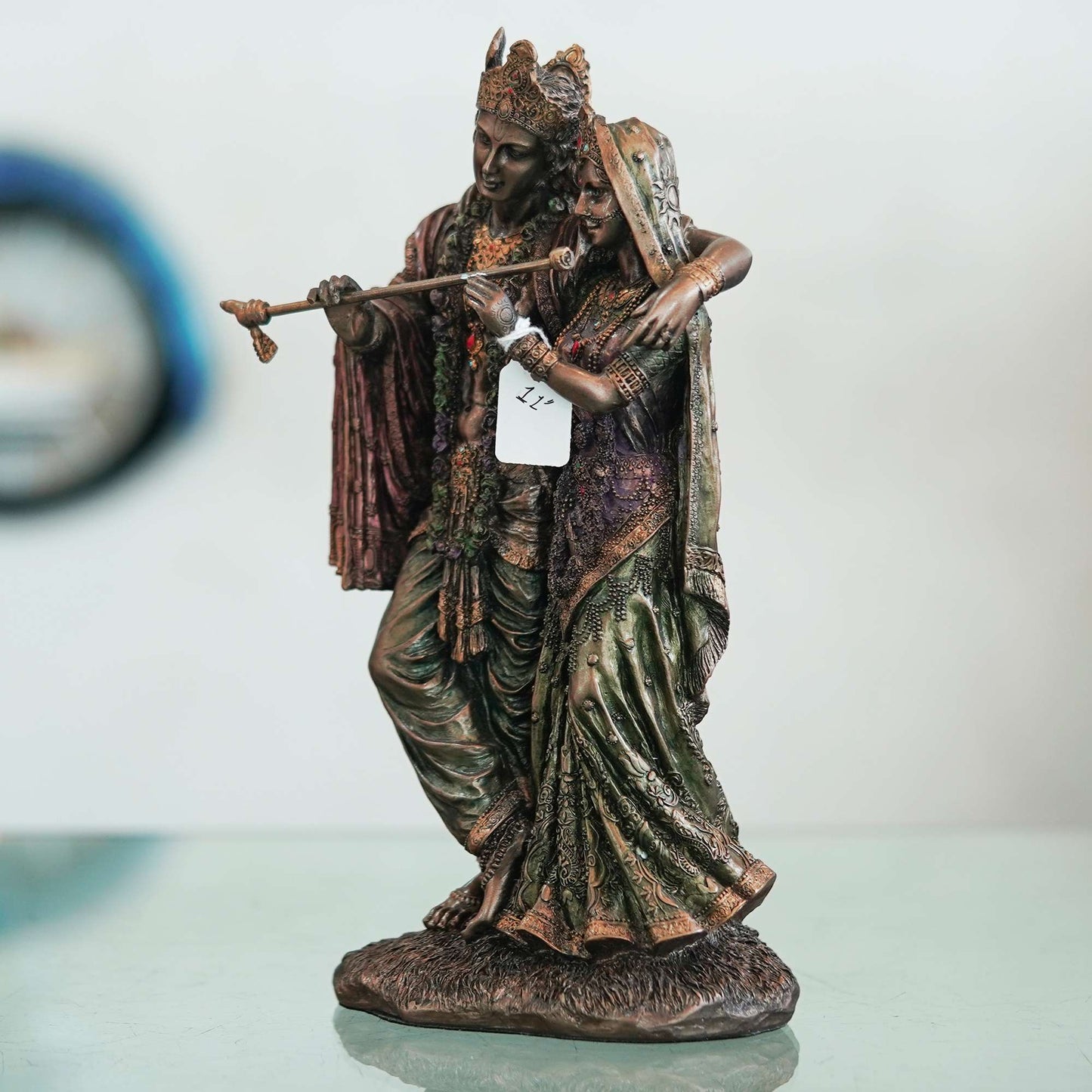 Antique Finish Brass Radha Krishna Statue – Symbol of Eternal Love and Harmony