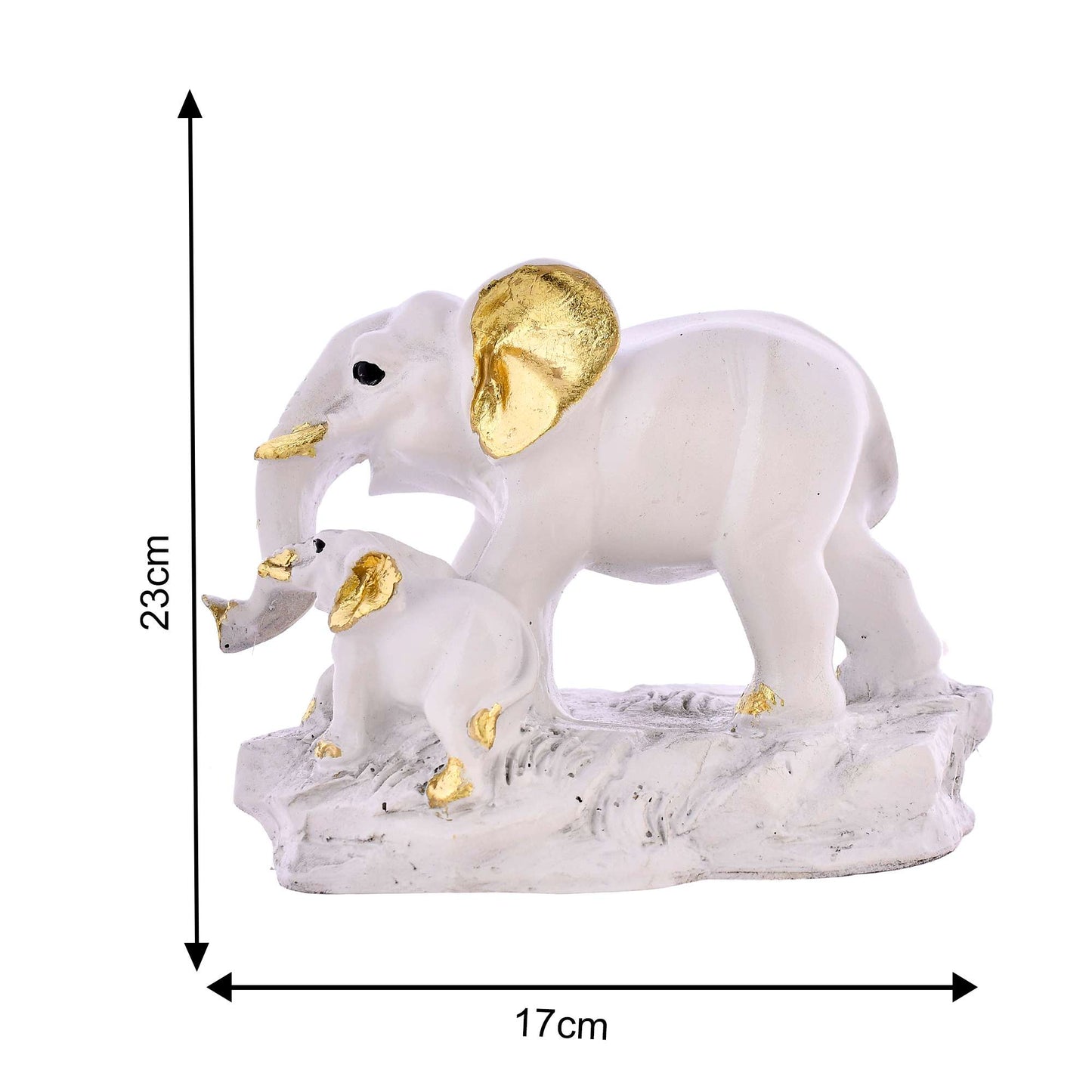 Elegant White Elephant Duo Statue – Gold-Accented Resin Home Decor