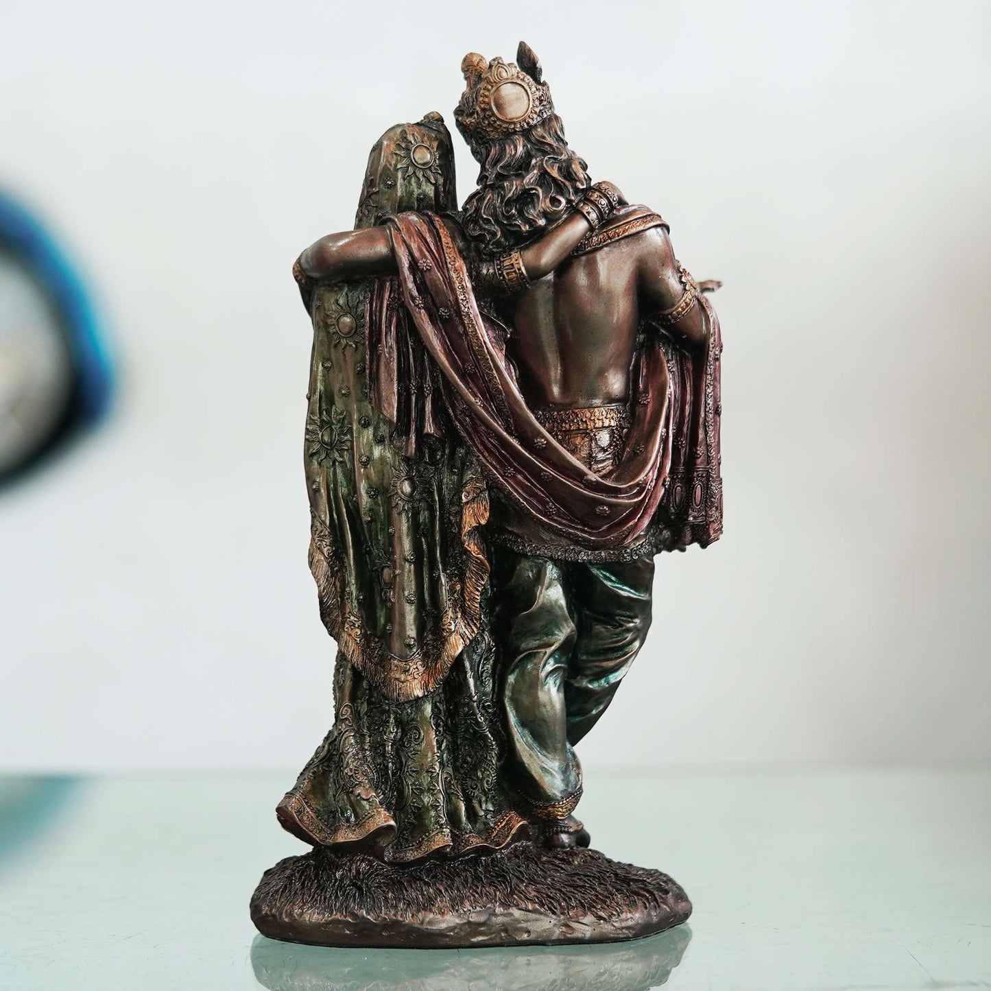 Antique Finish Brass Radha Krishna Statue – Symbol of Eternal Love and Harmony
