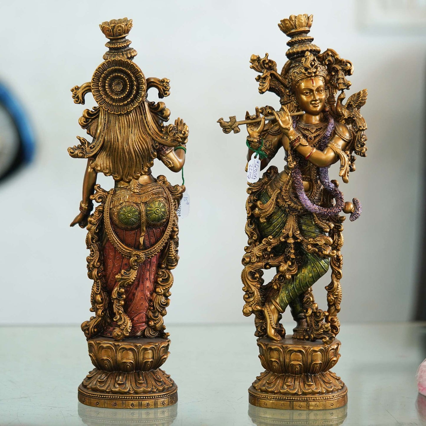 Elegant Handcrafted Brass Radha Krishna Statues – Divine Indian Art Décor