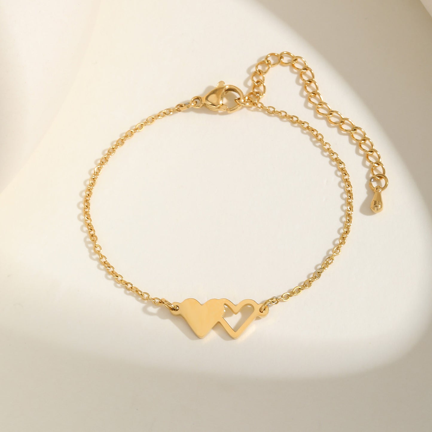 Women's Stainless Steel Doppel Herz Bracelet (Gold)