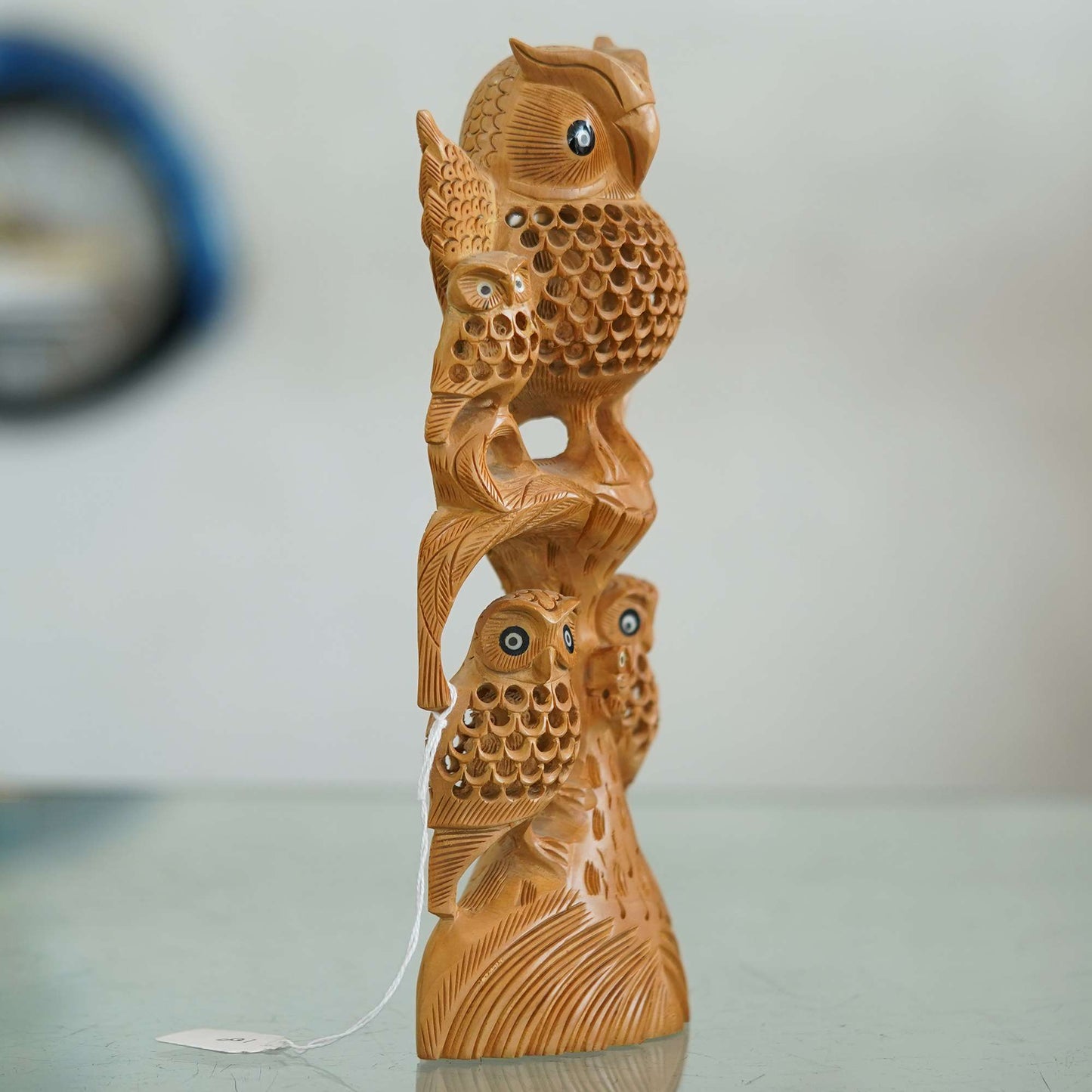 Hand-Carved Wooden Owl Family – Symbol of Wisdom and Grace