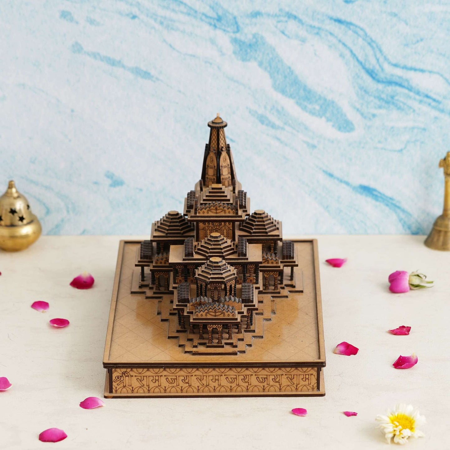 Handcrafted Ayodhya Ram Mandir Replica – Resin Temple Model for Home, Office, Mandir, Gifts & Housewarming Decoration
