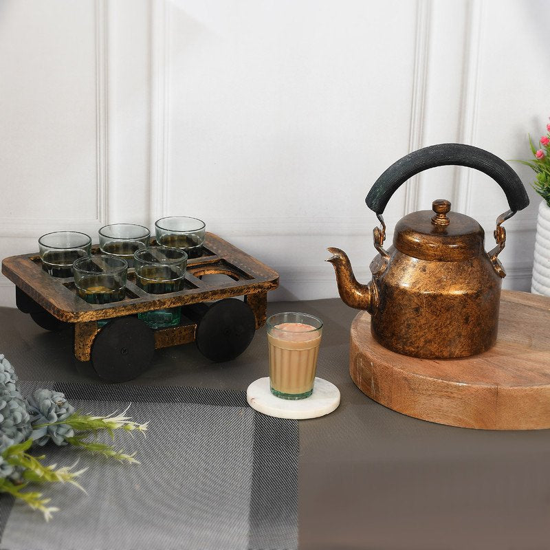 Handcrafted Tea Kettle & Glass Set (Set of 6 Glasses)