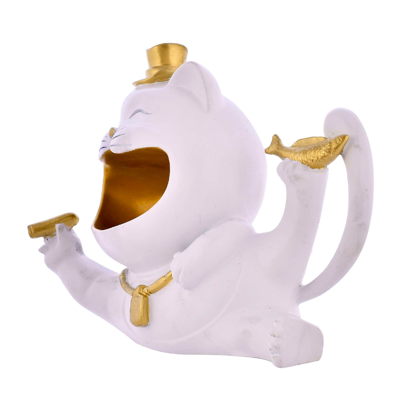 Lucky Cat Decorative Storage Tray – Whimsical Figurine for Snacks, Keys, and Coins