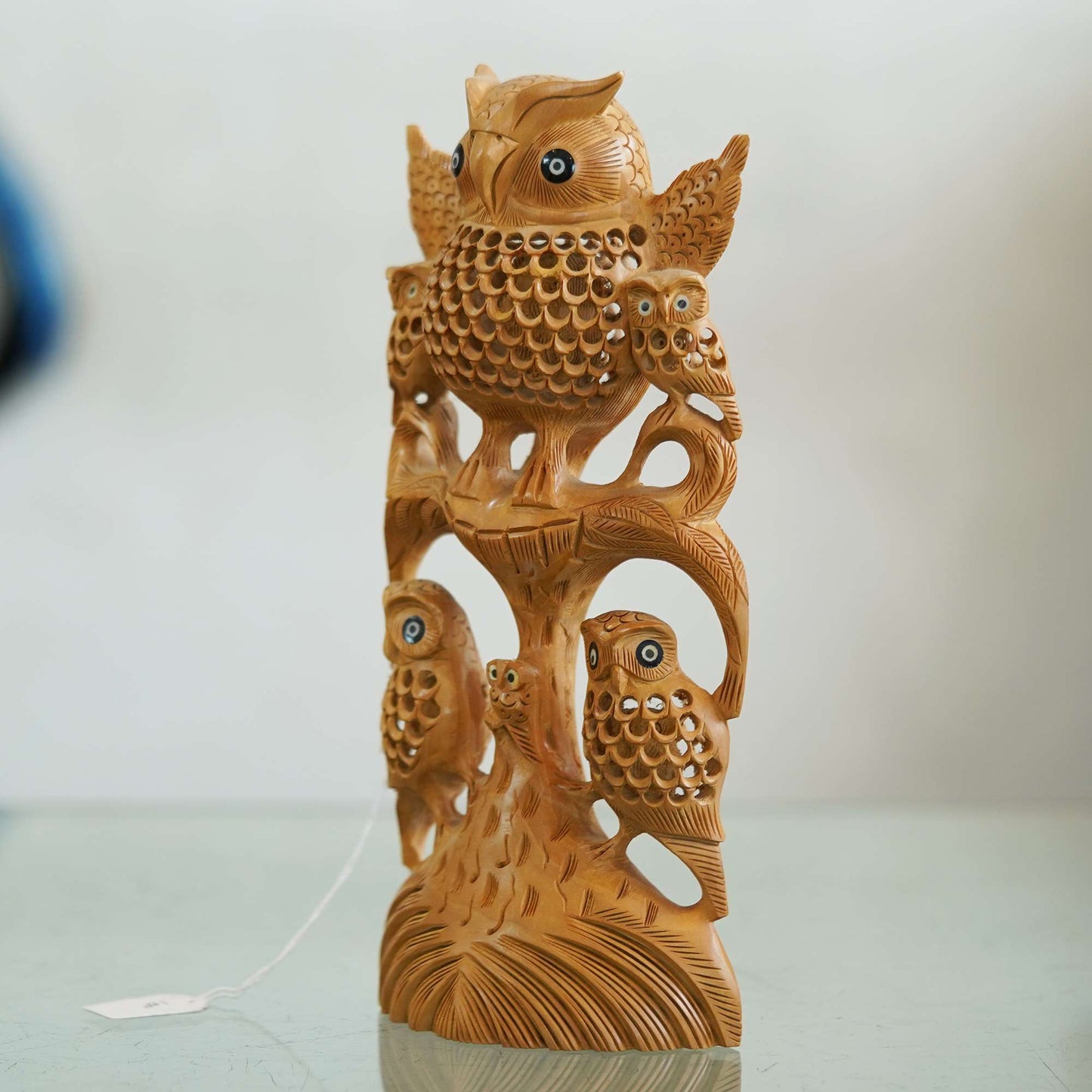 Hand-Carved Wooden Owl Family – Symbol of Wisdom and Grace
