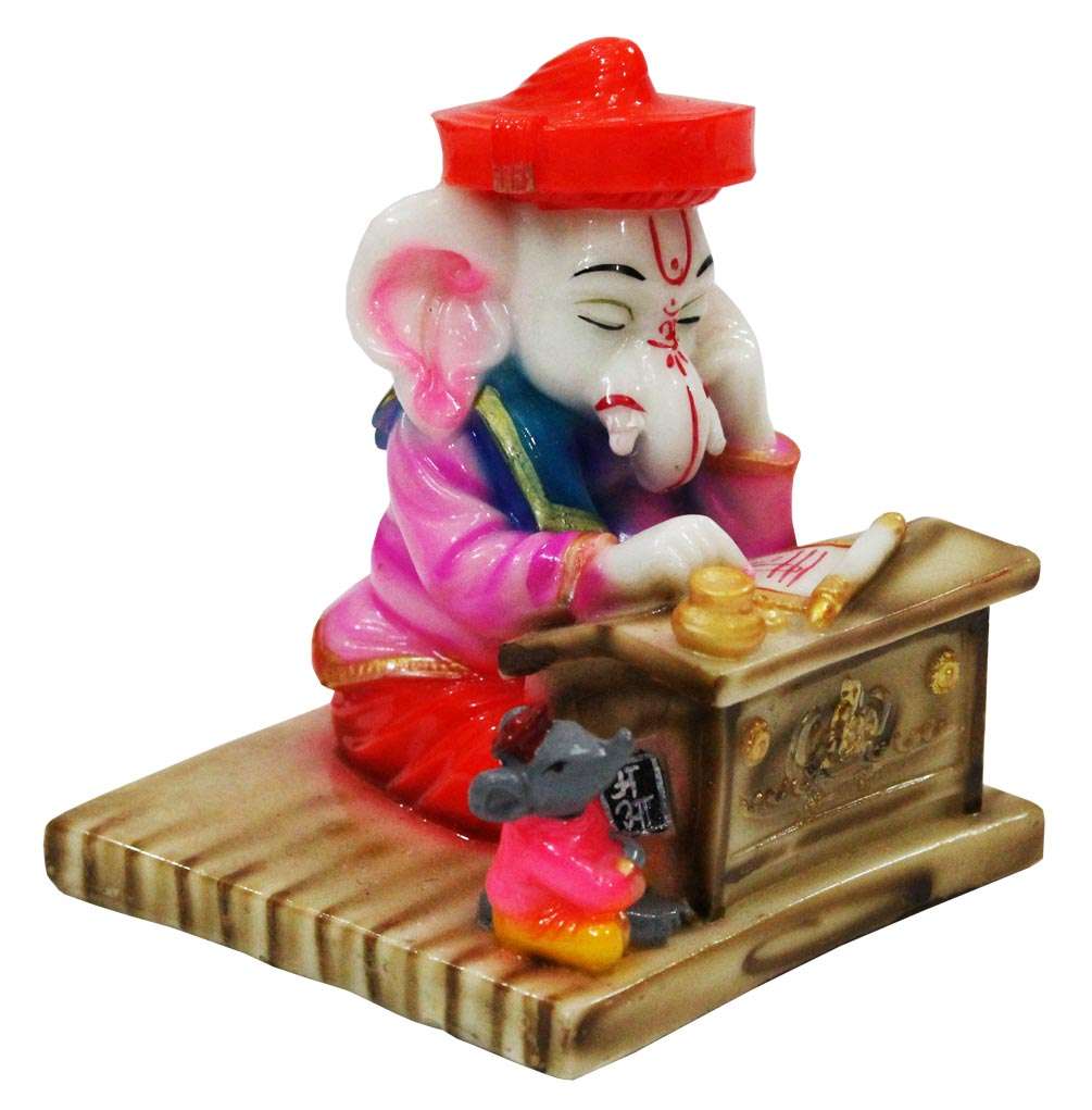 Adorable Student Ganesha Idol – Decorative Tabletop Figurine for Study and Success