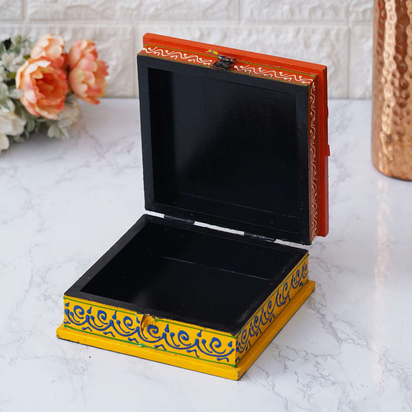 Hand-Painted Wooden Jewelry Box – Royal Rajasthani Elephant Design