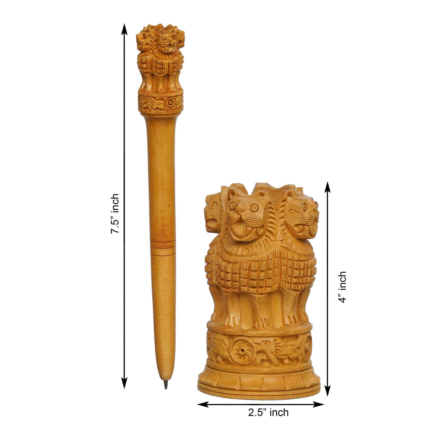 Handcrafted Wooden Ashoka Pillar – Symbol of India's Heritage and Pride