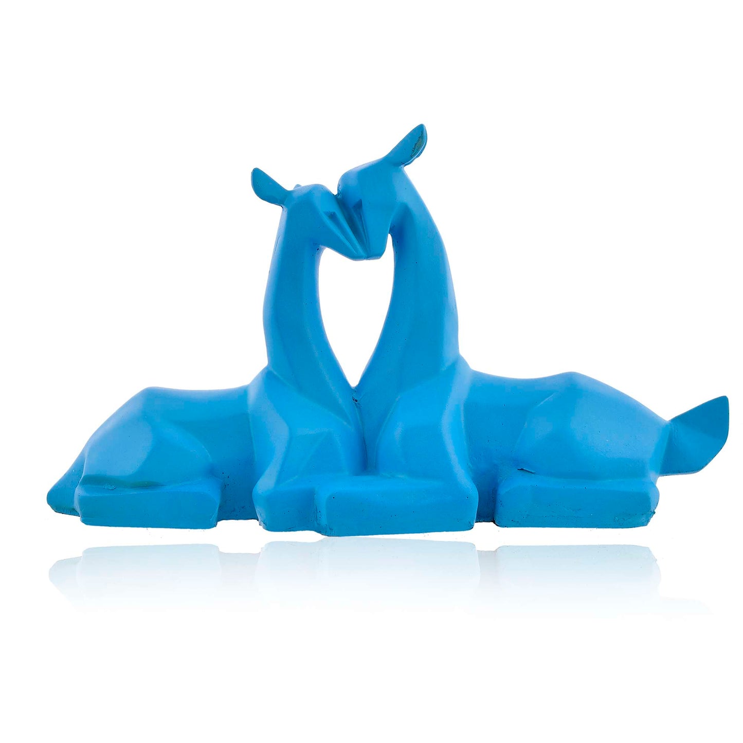 Modern Minimalist Blue Deer Couple Figurine – Home Decor Accent