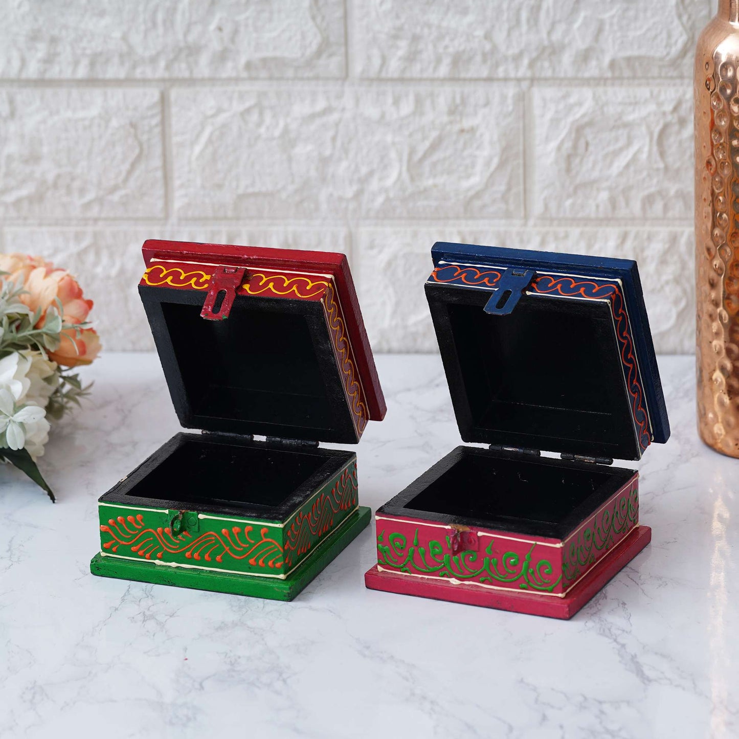 Hand-Painted Wooden Jewelry Box – Traditional Rajasthani Artwork for Elegant Storage