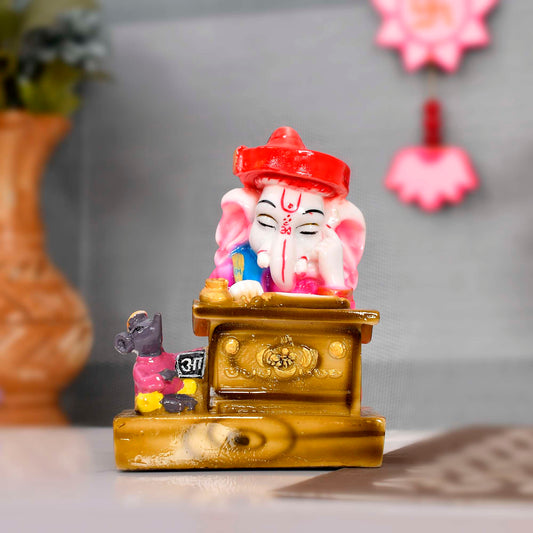 Adorable Student Ganesha Idol – Decorative Tabletop Figurine for Study and Success