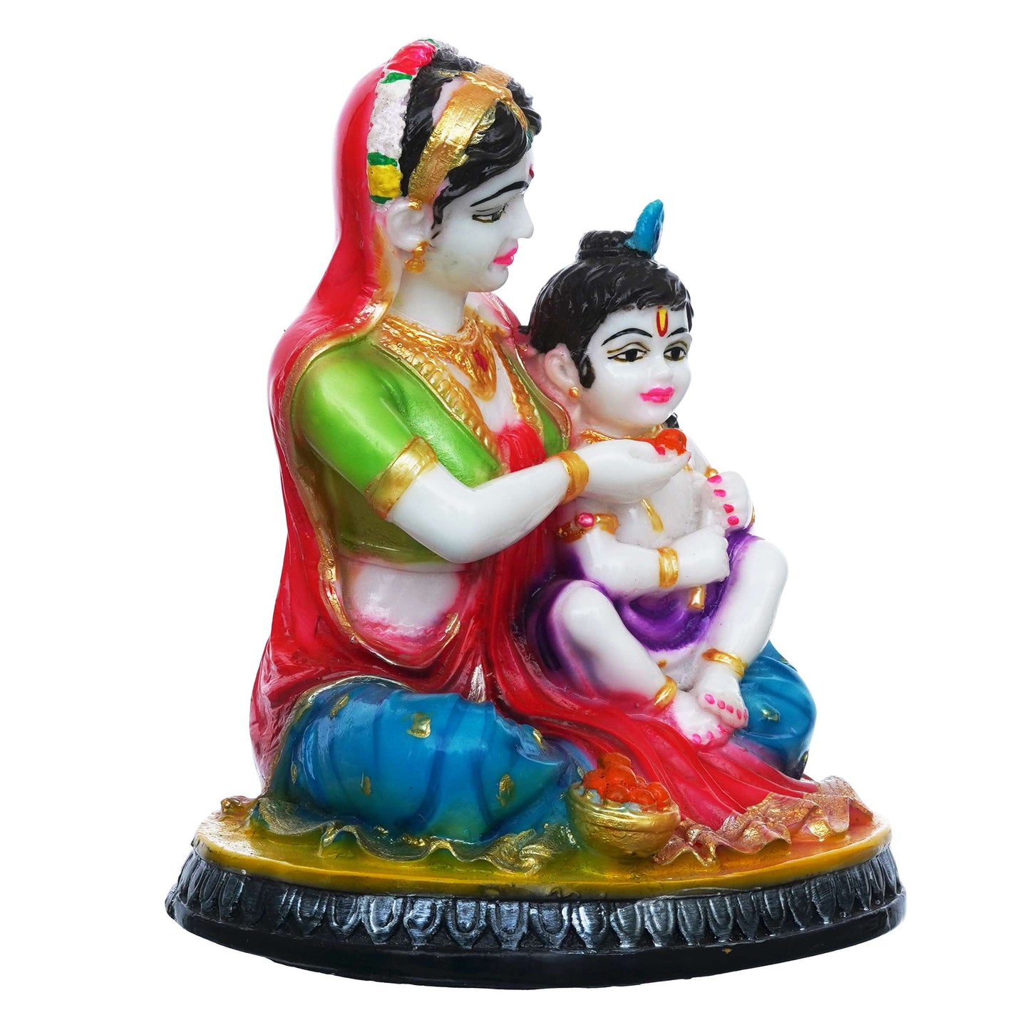 Hand-Painted Yashoda Krishna Idol | Divine Mother-Child Marble Figurine for Home Decor & Pooja