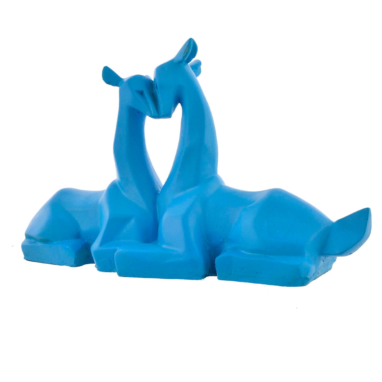 Modern Minimalist Blue Deer Couple Figurine – Home Decor Accent