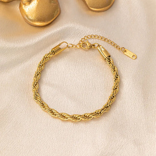 Gold Plated Anti-Tarnish Twisted Cable Chain Bracelet