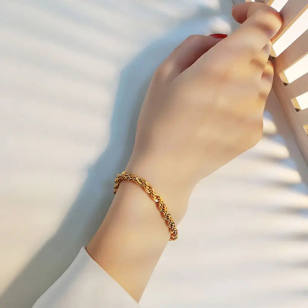 Gold Plated Anti-Tarnish Twisted Cable Chain Bracelet