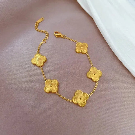 Gold Four Leaf Lucky Clover Bracelet