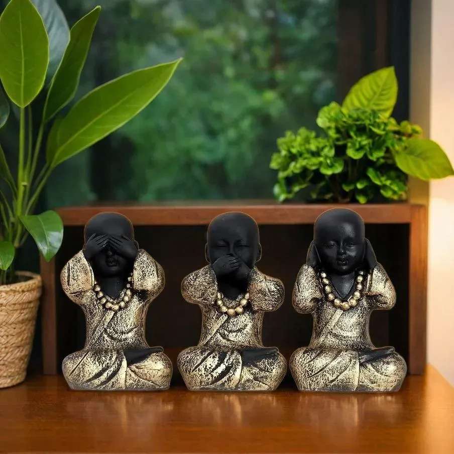 Hear No Evil, See No Evil, Speak No Evil – Mini Monk Figurine Set for Home Decor