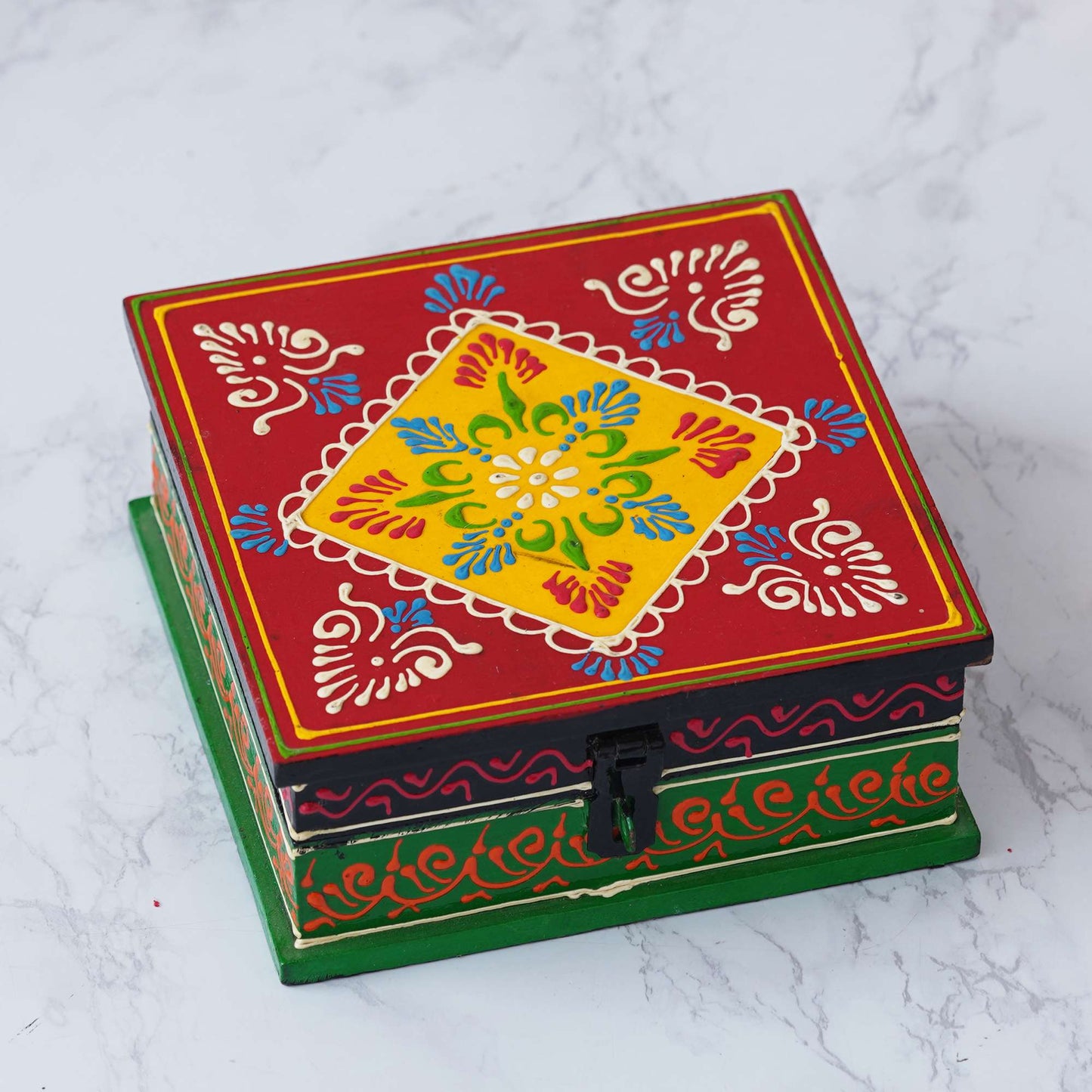 Hand-Painted Wooden Jewelry Box – Royal Rajasthani Design