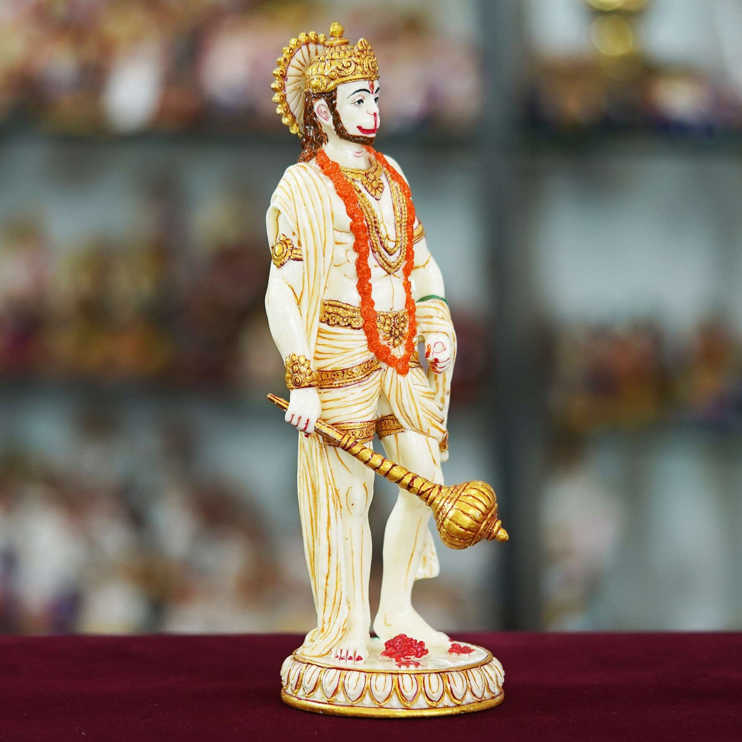 Sacred Lord Hanuman Idol – Handcrafted Figurine with Mace and Traditional Attire