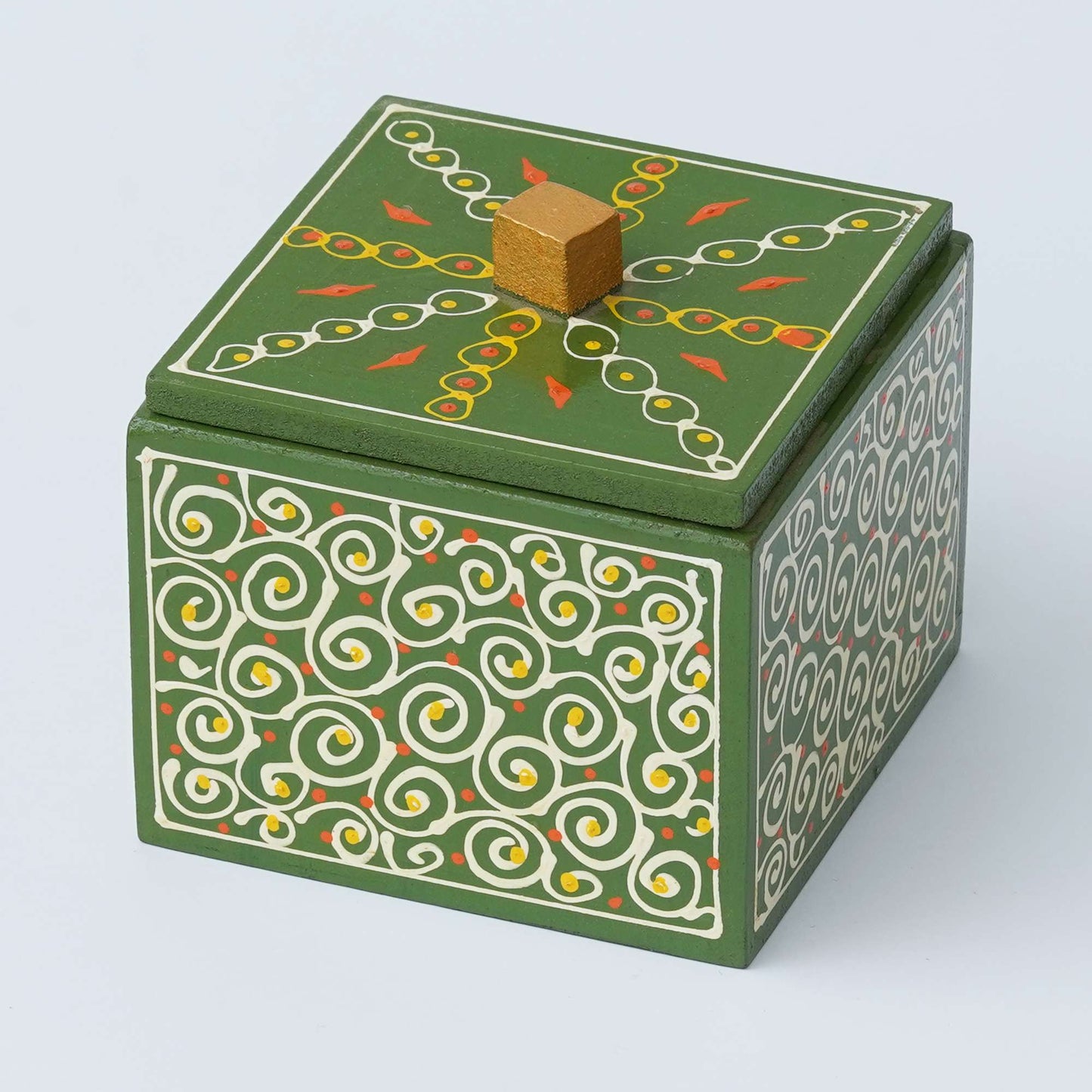 Hand-Painted Wooden Storage Box – Artistic Dry Fruit & Snack Holder