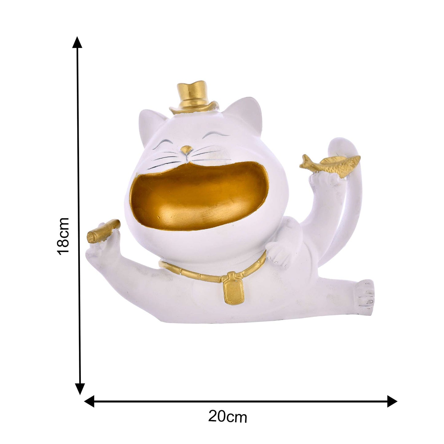 Lucky Cat Decorative Storage Tray – Whimsical Figurine for Snacks, Keys, and Coins