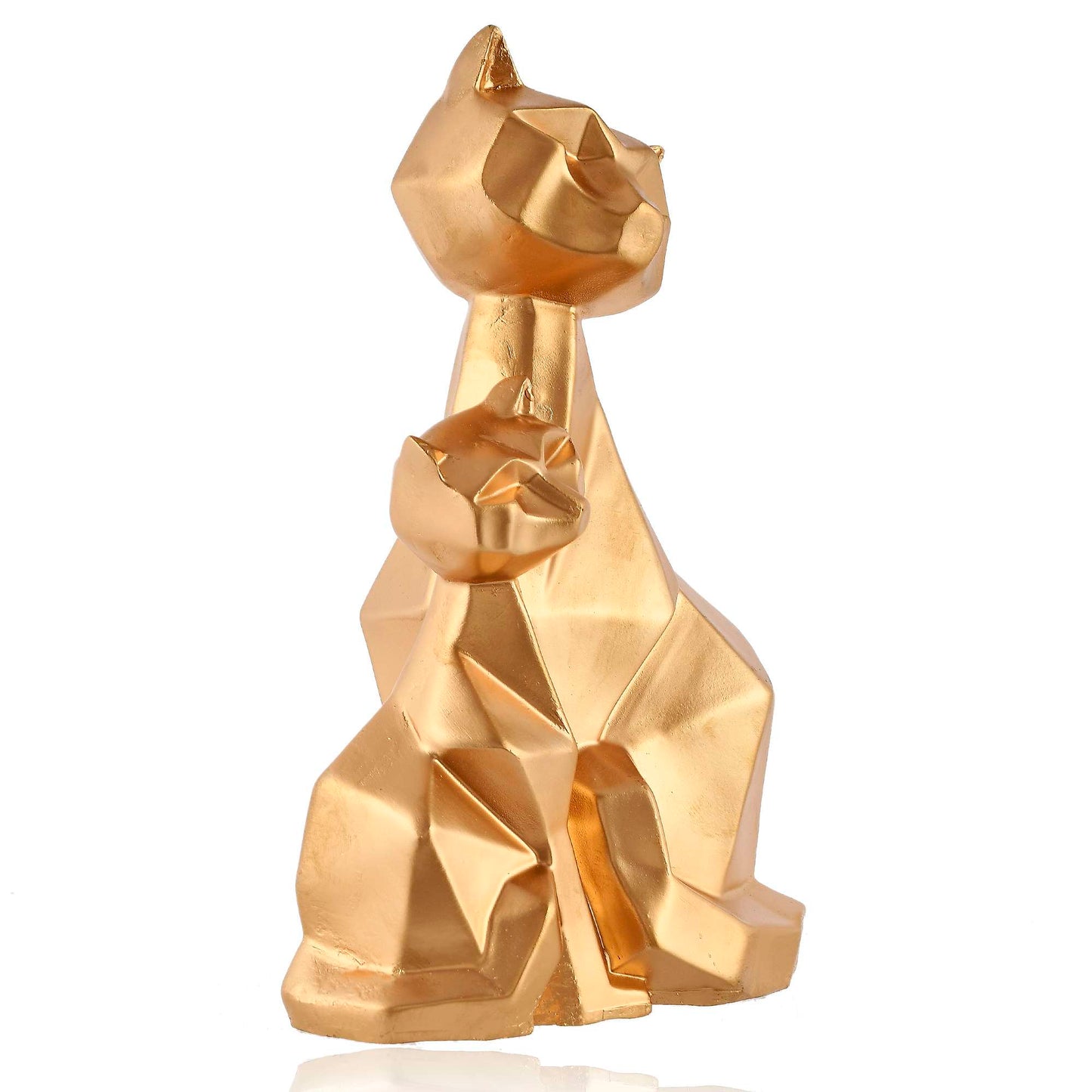 Golden Geometric Cat Figurine – Modern Minimalist Home Decor