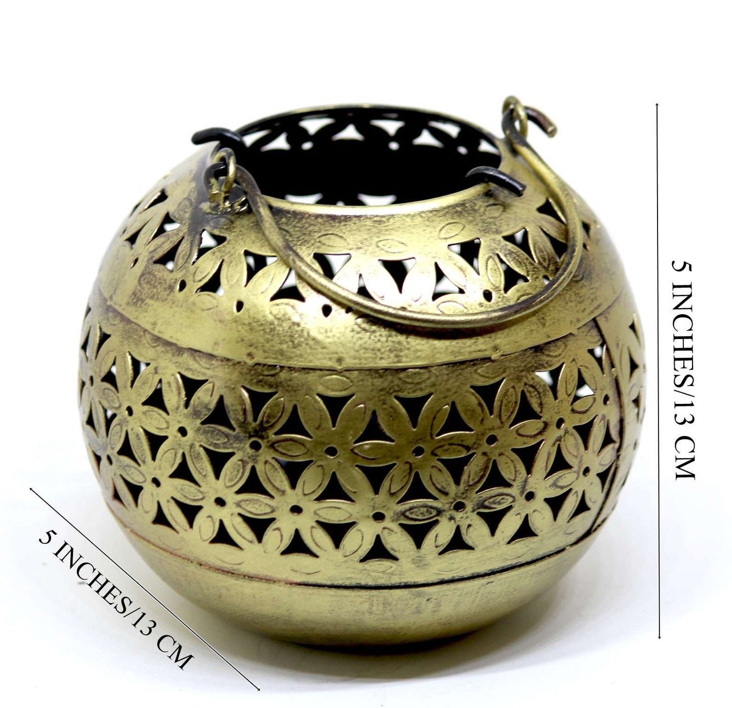 Antique Finish Bronze Lantern Set – Handcrafted Decorative Candle Holders
