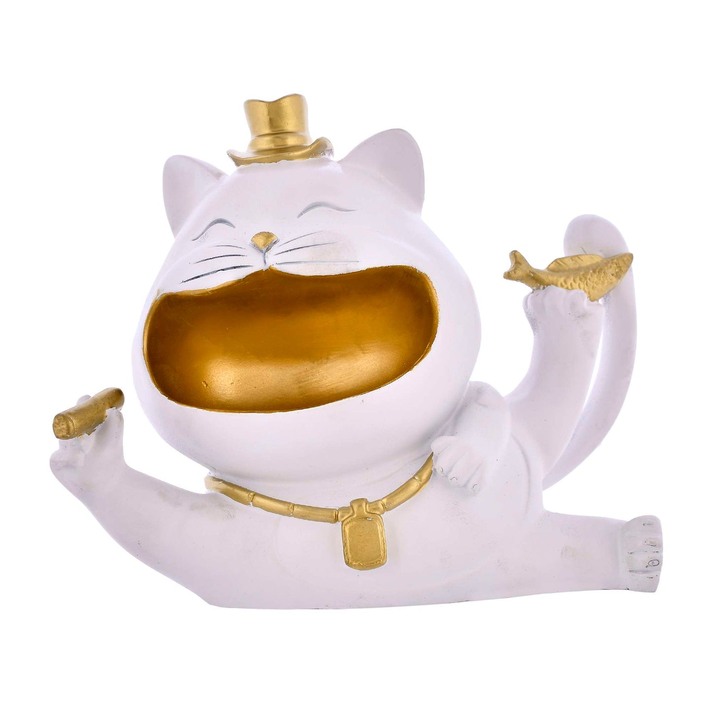 Lucky Cat Decorative Storage Tray – Whimsical Figurine for Snacks, Keys, and Coins