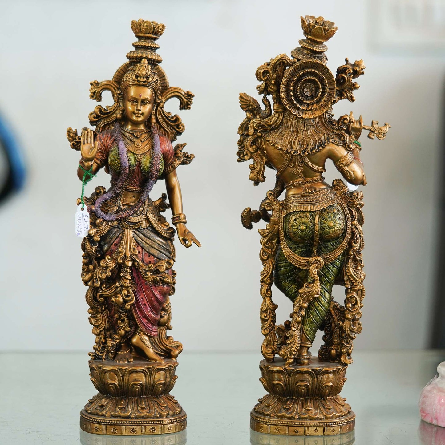Elegant Handcrafted Brass Radha Krishna Statues – Divine Indian Art Décor