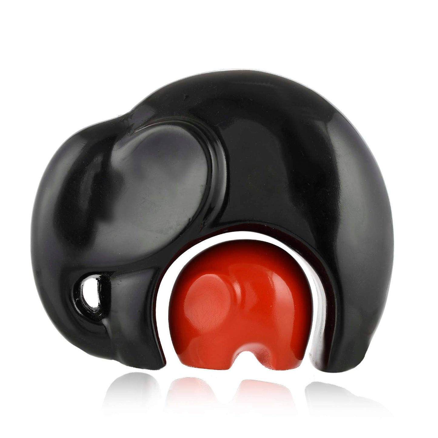 Modern Resin Elephant Figurine – Black & Red Minimalist Decor Piece
