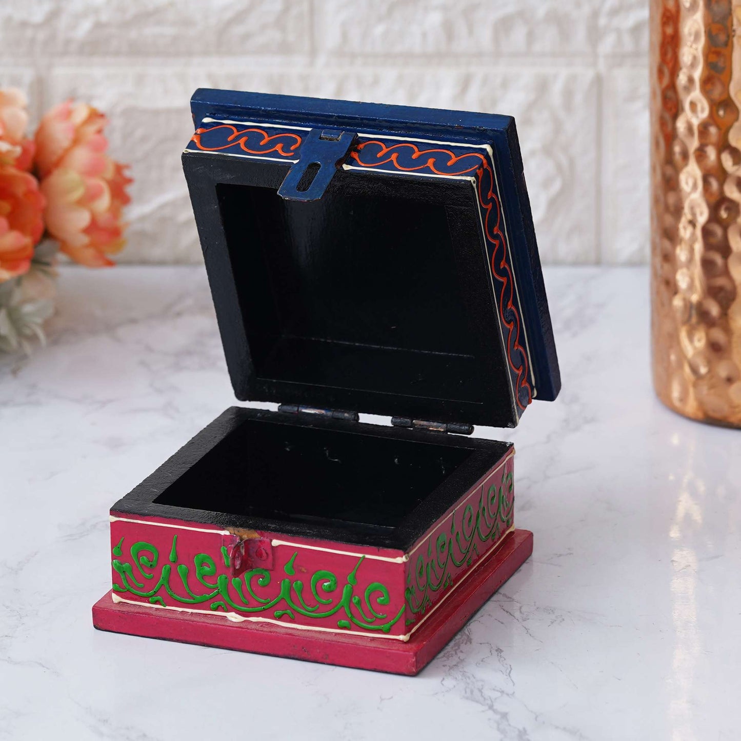 Hand-Painted Wooden Jewelry Box – Traditional Rajasthani Artwork for Elegant Storage