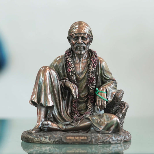 Sacred Bronze Sai Baba Idol – Traditional Handcrafted Statue for Home Temple & Spiritual Decor