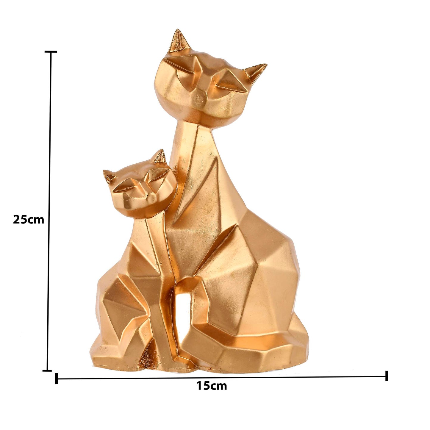 Golden Geometric Cat Figurine – Modern Minimalist Home Decor
