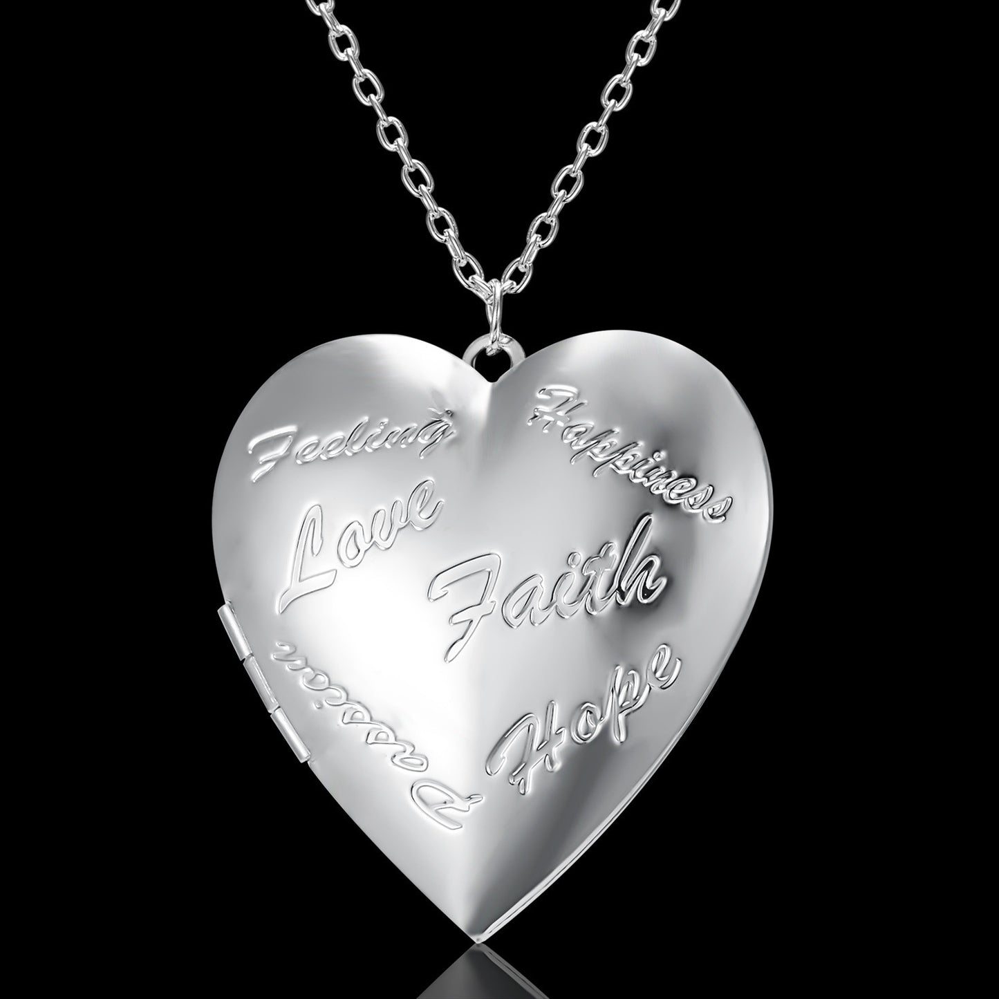 Carved Design Love Necklace Personalized Heart-shaped Photo Frame Pendant Necklace