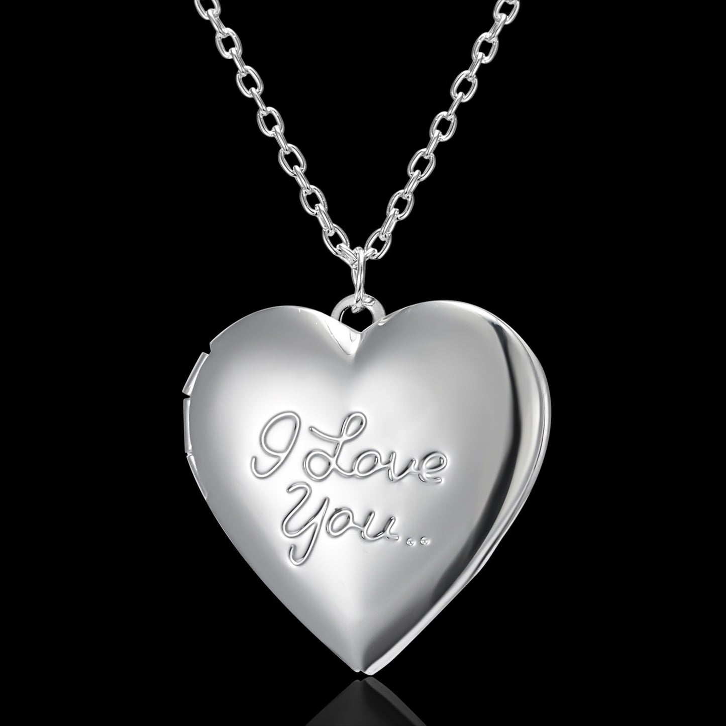 Carved Design Love Necklace Personalized Heart-shaped Photo Frame Pendant Necklace