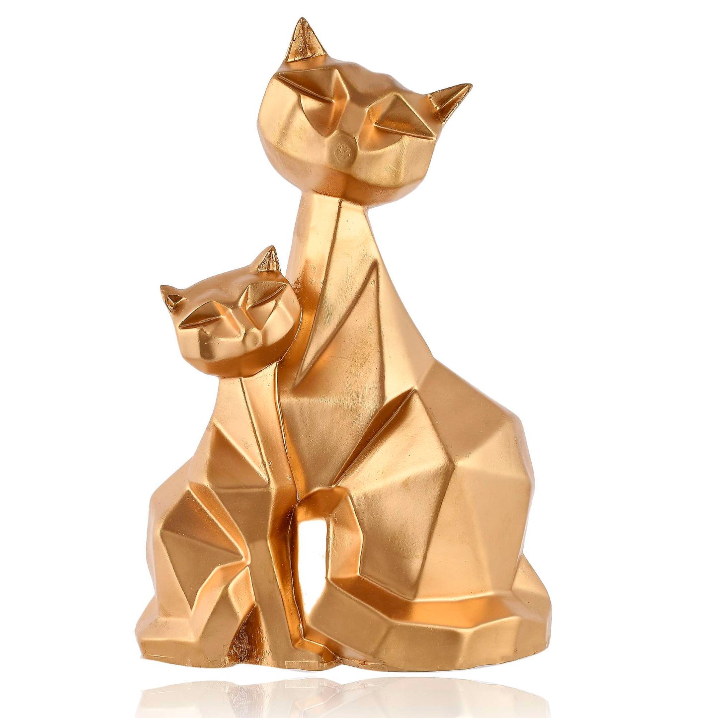 Golden Geometric Cat Figurine – Modern Minimalist Home Decor