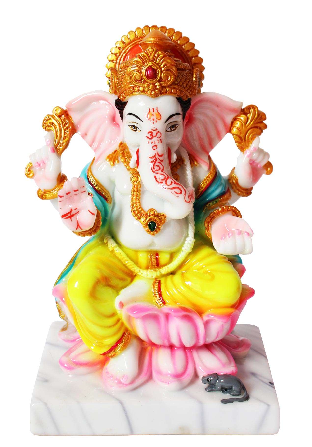 Colorful Lakshmi Ganesh Idol Set – Decorative Marble Finish Statues for Prosperity and Auspicious Beginnings
