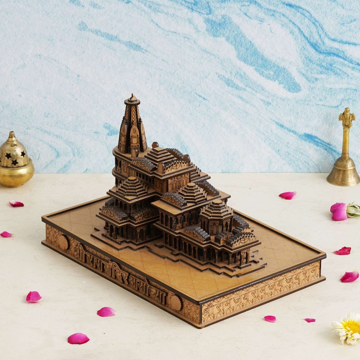Handcrafted Ayodhya Ram Mandir Replica – Resin Temple Model for Home, Office, Mandir, Gifts & Housewarming Decoration