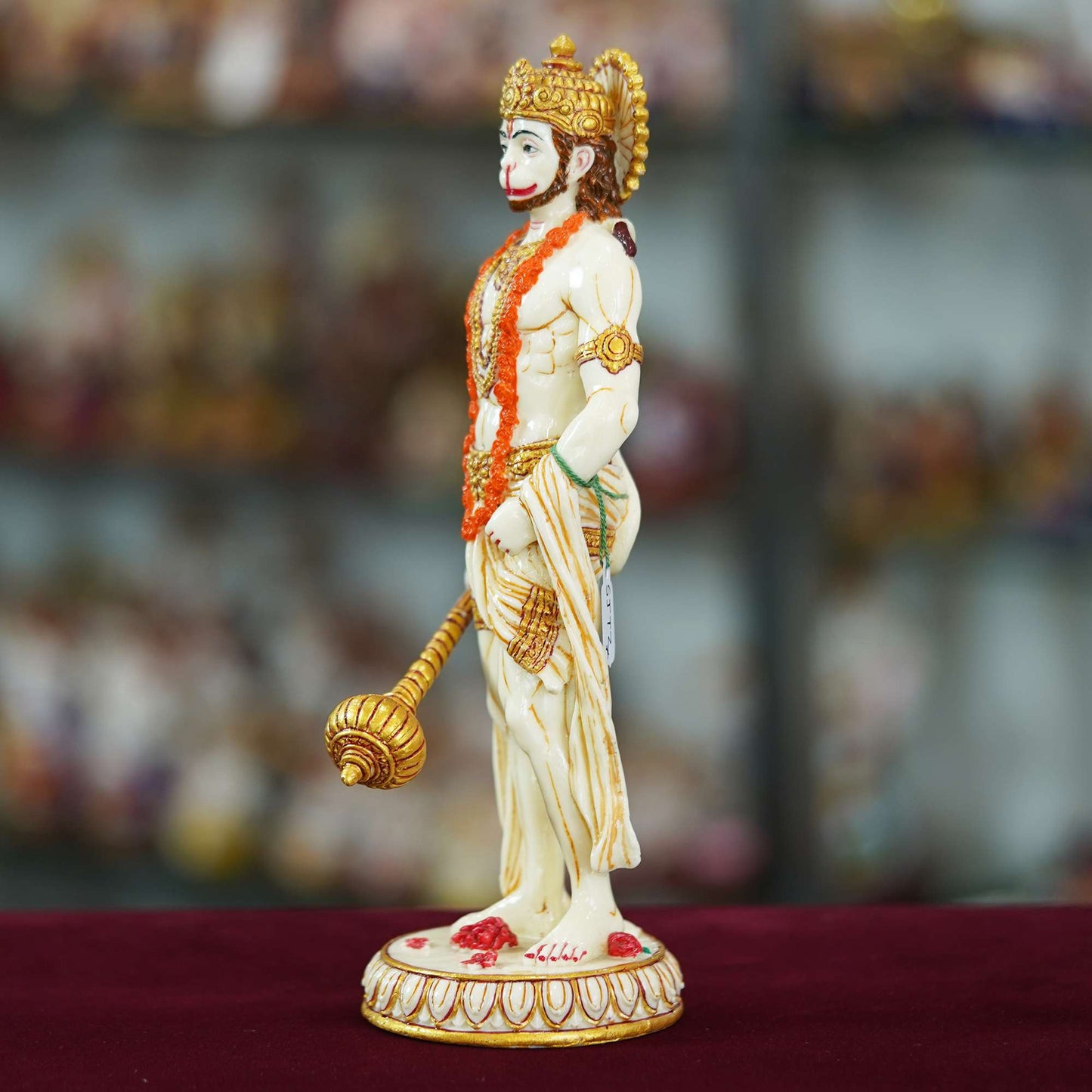 Sacred Lord Hanuman Idol – Handcrafted Figurine with Mace and Traditional Attire