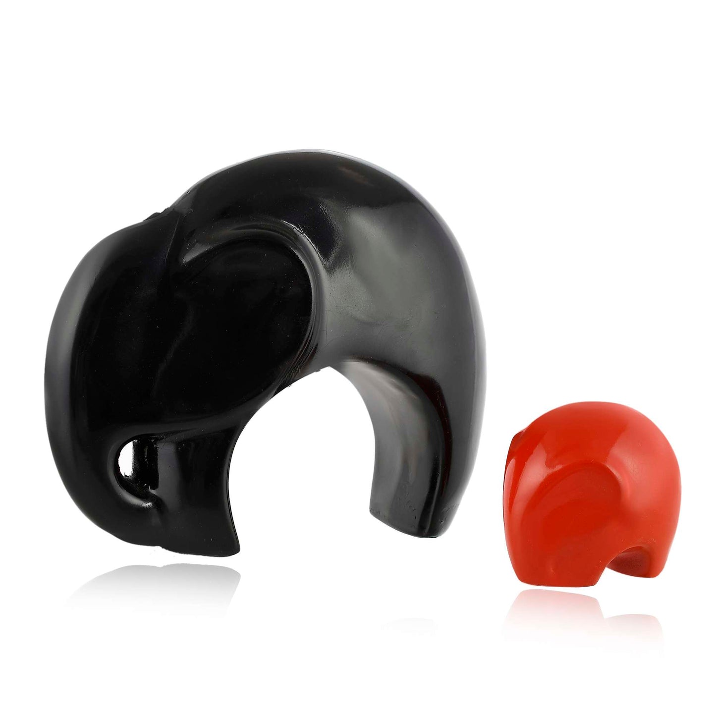 Modern Resin Elephant Figurine – Black & Red Minimalist Decor Piece