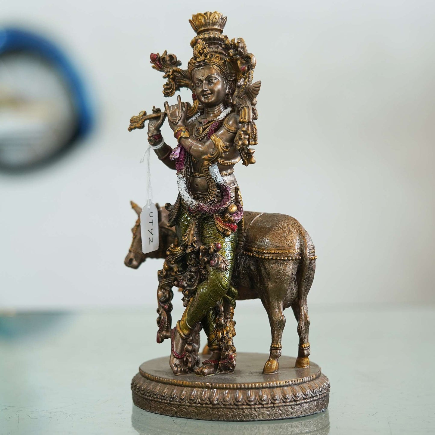 Divine Brass Krishna with Cow Statue – Symbol of Love, Compassion, and Prosperity