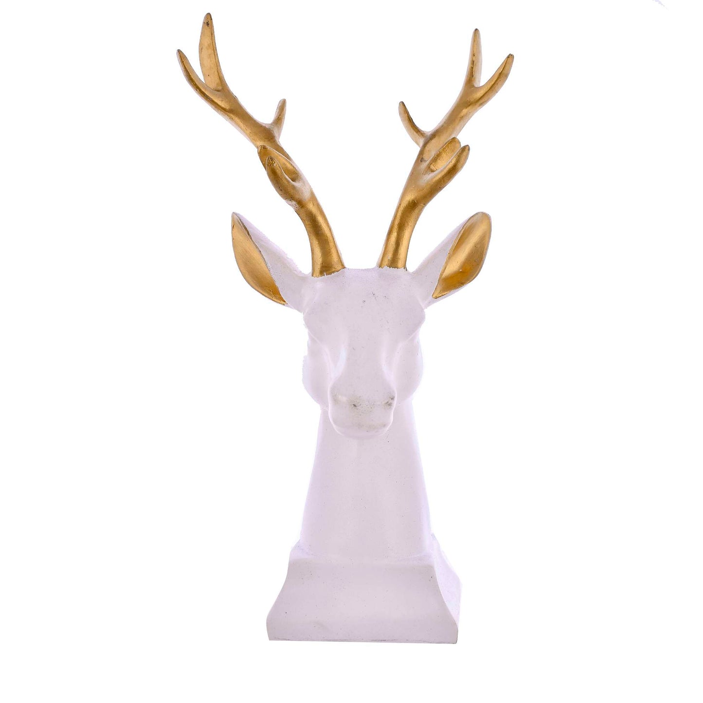 Elegant White Deer Bust with Golden Antlers – Modern Home Décor Sculpture