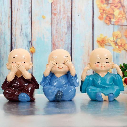 Hear No Evil, See No Evil, Speak No Evil – Mini Monk Figurine Set for Home Decor