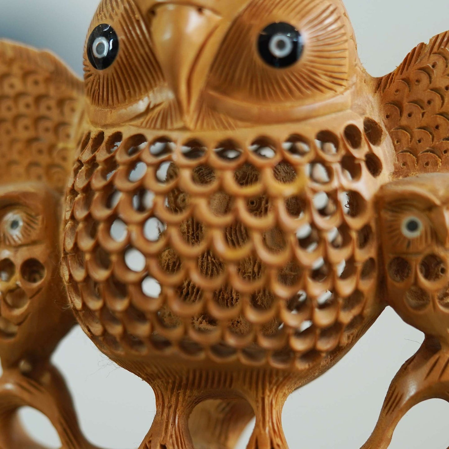 Hand-Carved Wooden Owl Family – Symbol of Wisdom and Grace